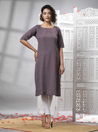 Mauve Cotton Bengal Handwoven Kurti