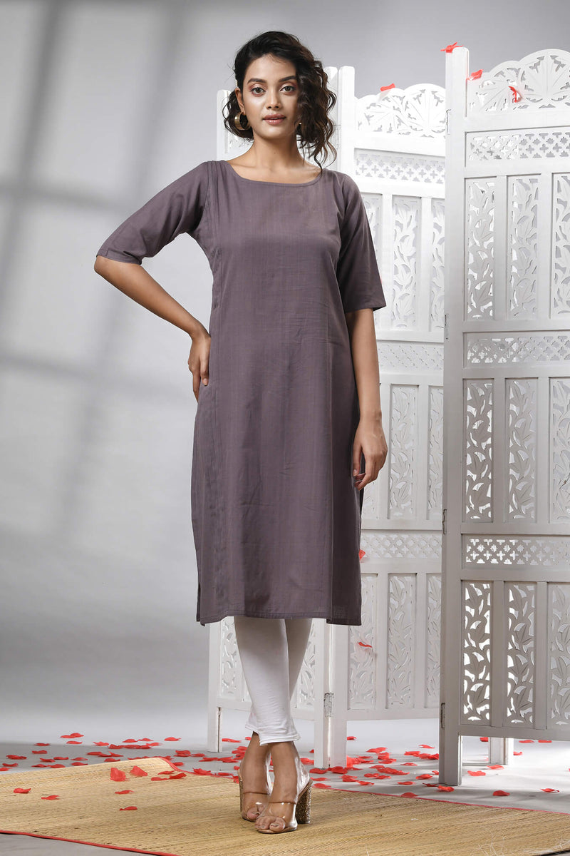 Mauve Cotton Bengal Handwoven Kurti