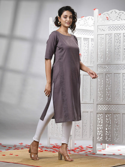 Mauve Cotton Bengal Handwoven Kurti