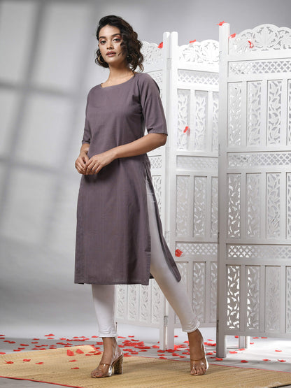 Mauve Cotton Bengal Handwoven Kurti