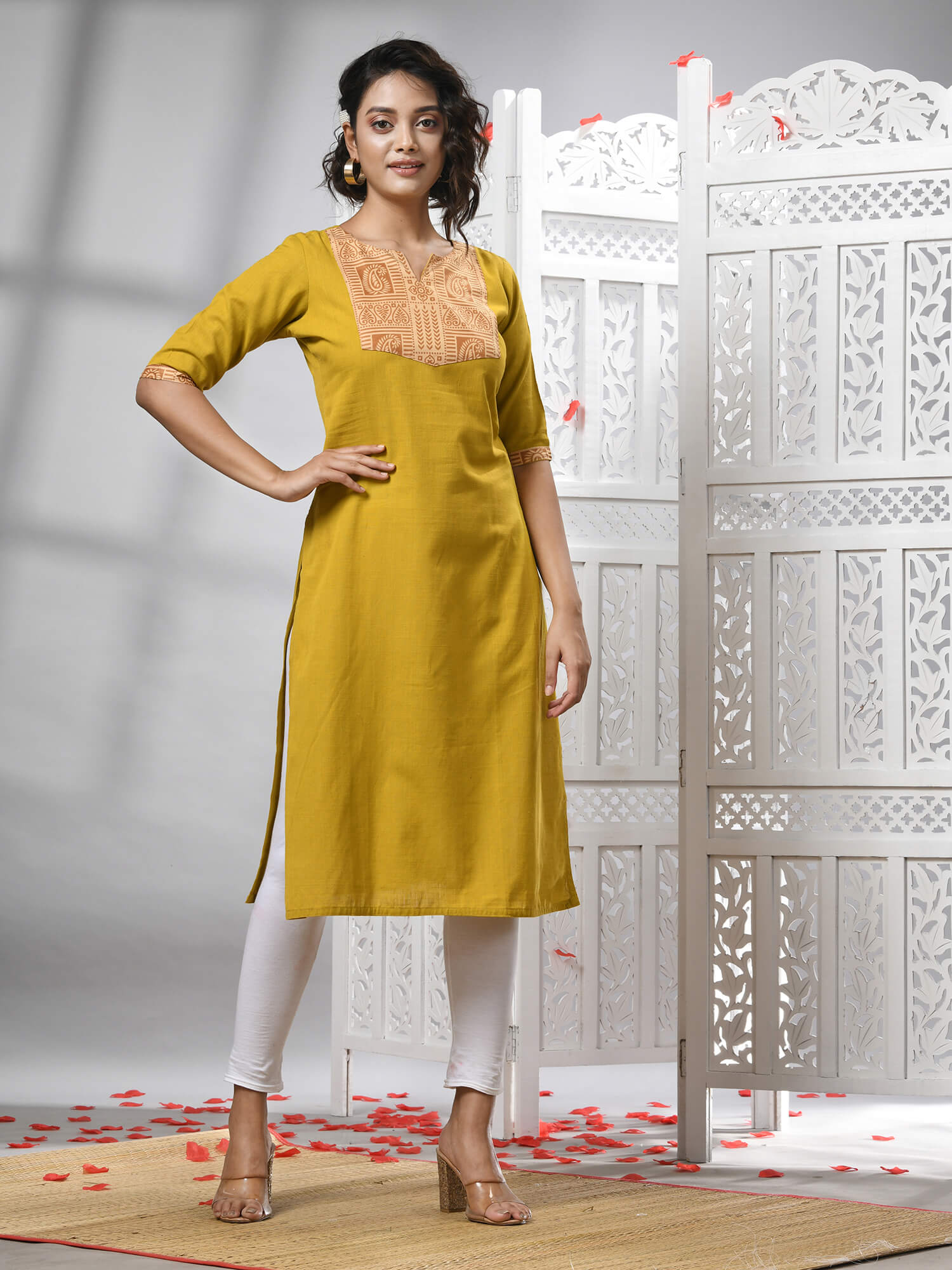 Mustard Cotton Bengal Handwoven Kurti