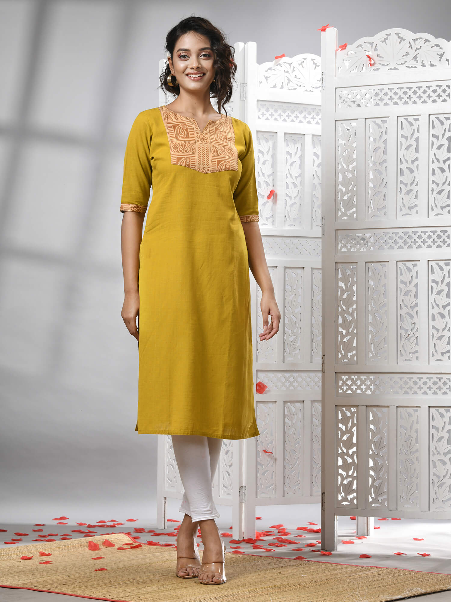 Mustard Cotton Bengal Handwoven Kurti