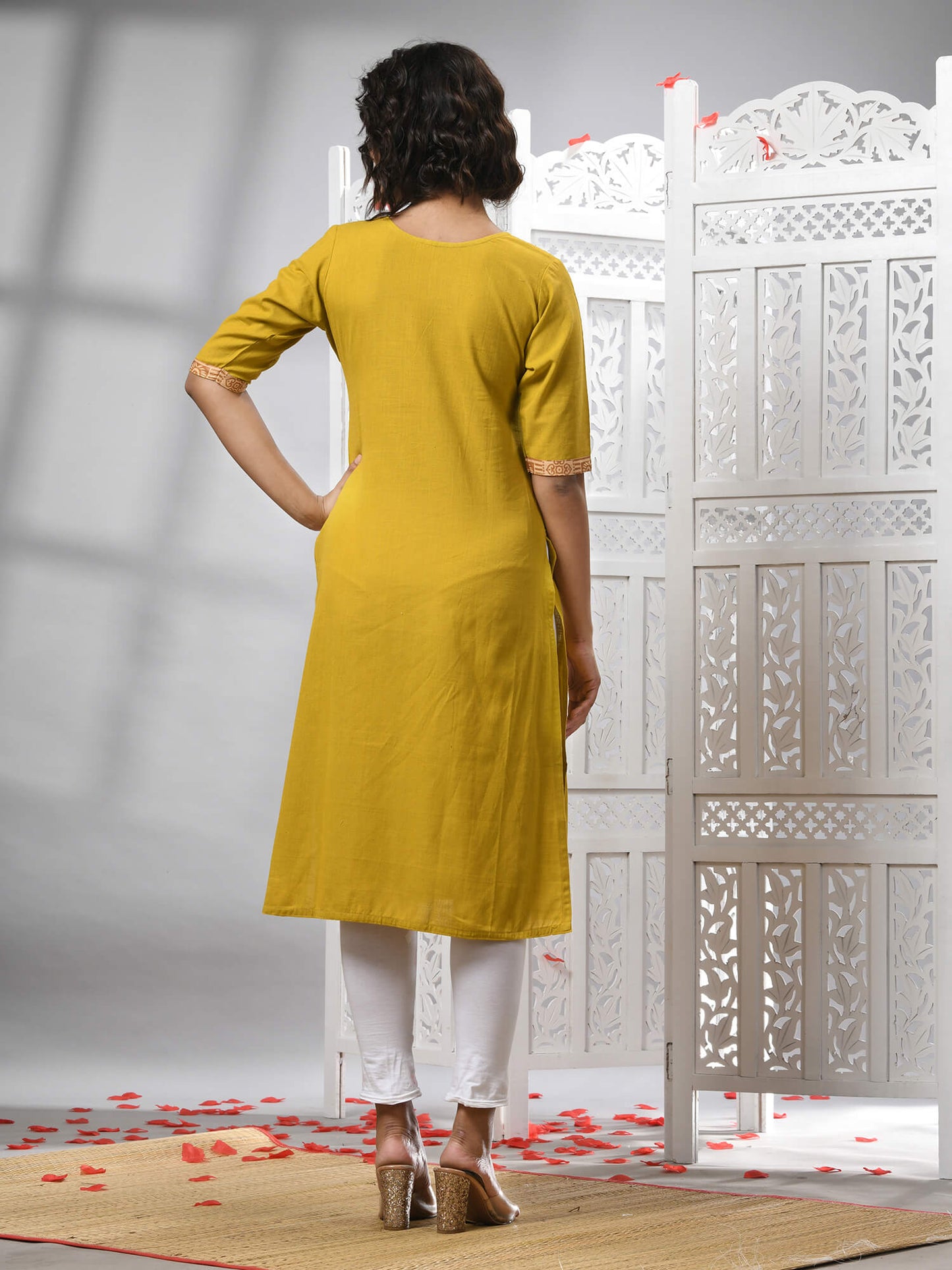 Mustard Cotton Bengal Handwoven Kurti