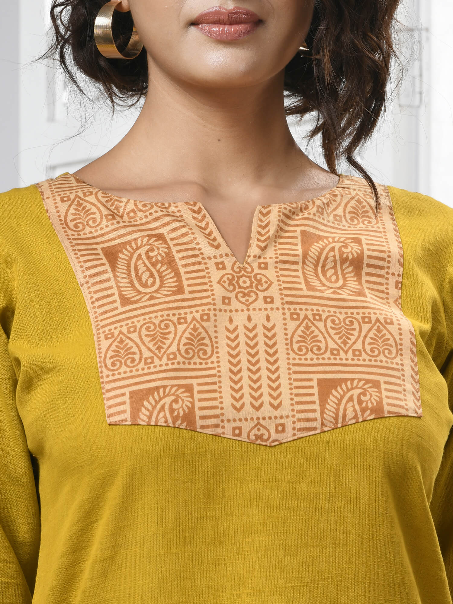 Mustard Cotton Bengal Handwoven Kurti