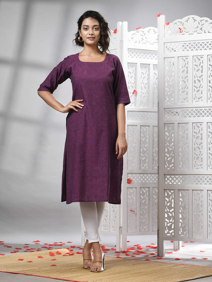 Purple Cotton Bengal Handwoven Kurti