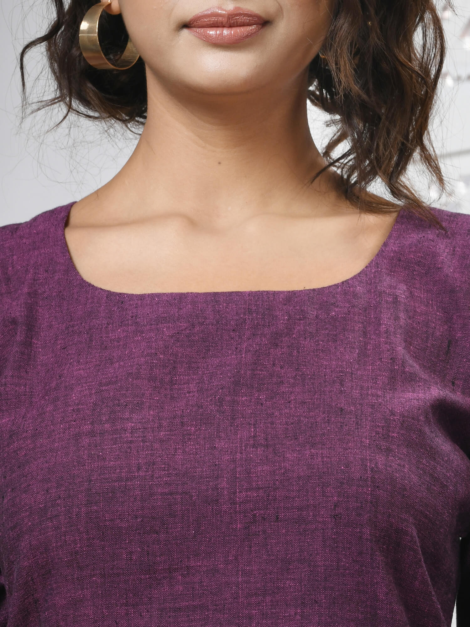 Purple Cotton Bengal Handwoven Kurti