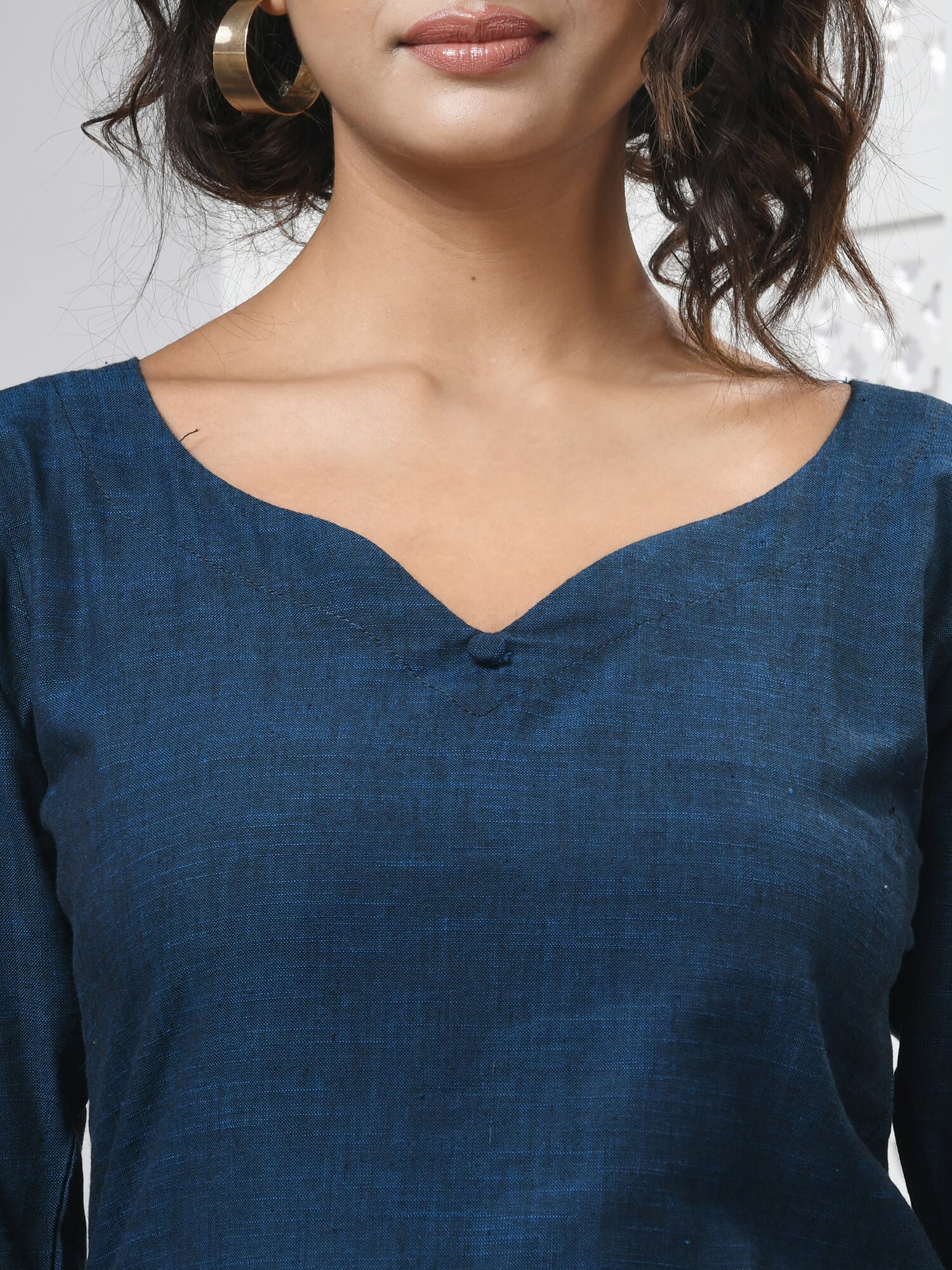 Deep Blue Cotton Bengal Handwoven Kurti