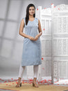 Cadet Blue Cotton Bengal Handwoven Kurti