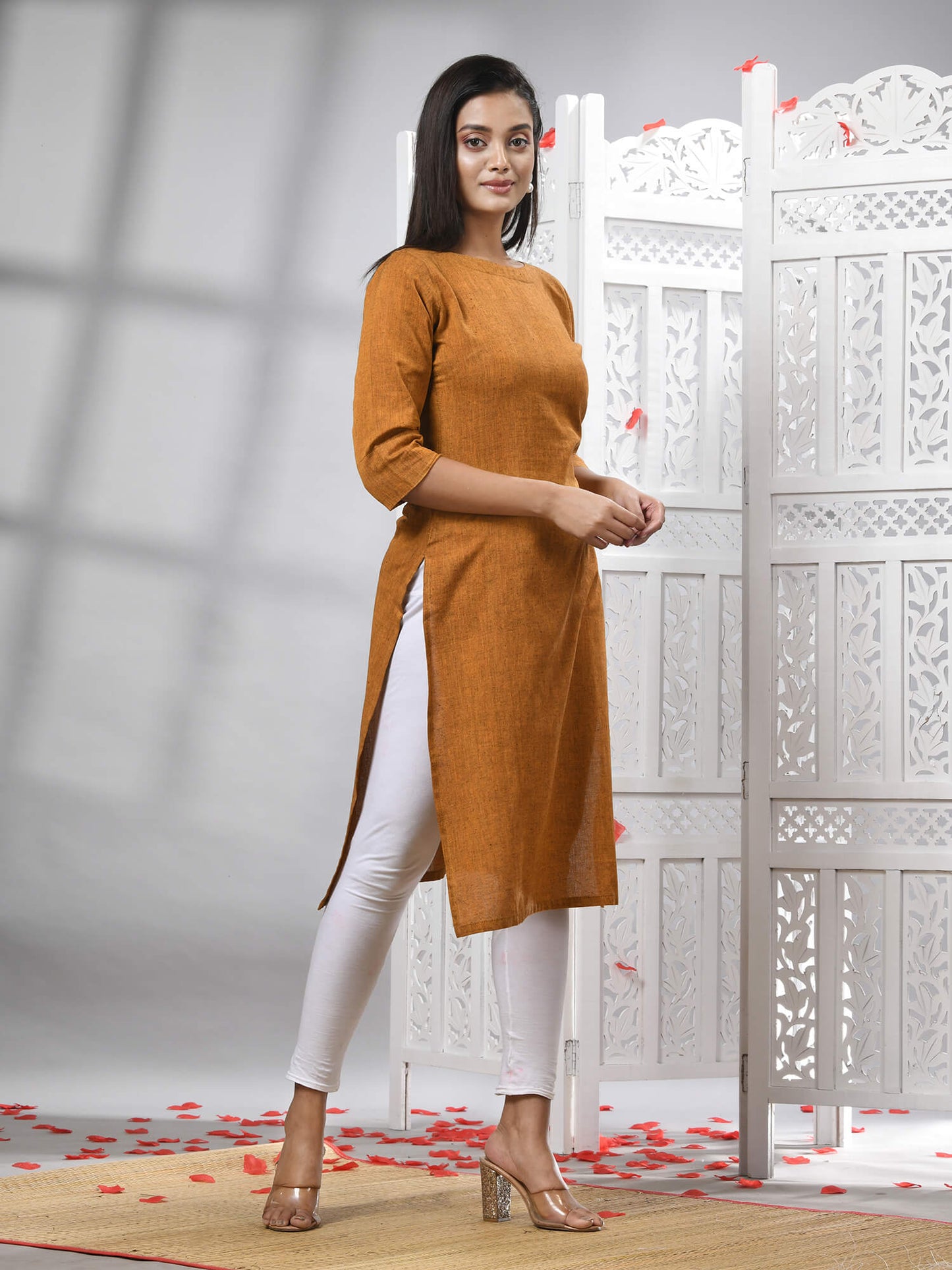 Mustard Cotton Bengal Handwoven Kurti