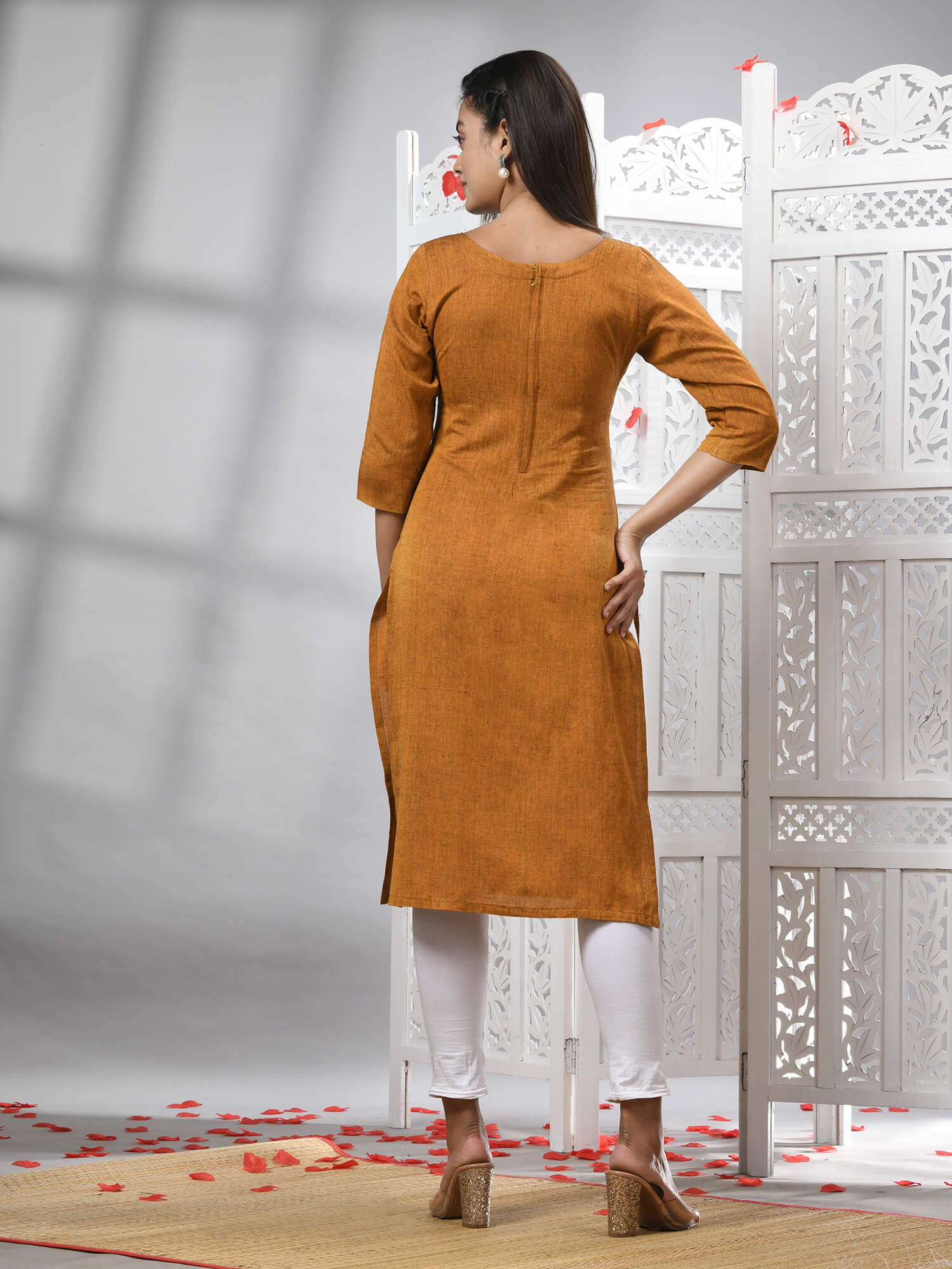 Mustard Cotton Bengal Handwoven Kurti