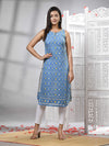 Tan Blue Cotton Bengal Handwoven Kurti