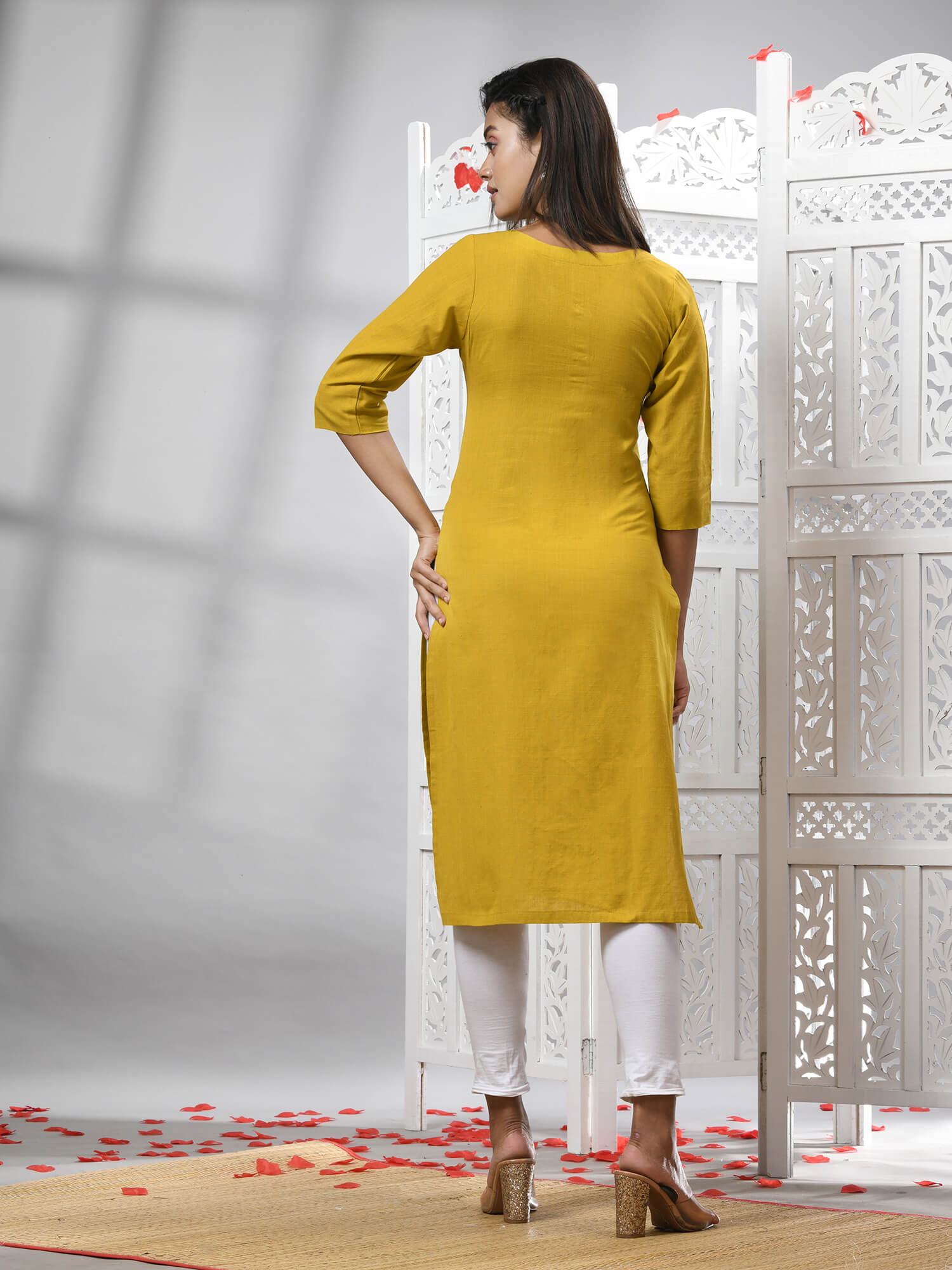 Mustard Cotton Bengal Handwoven Kurti