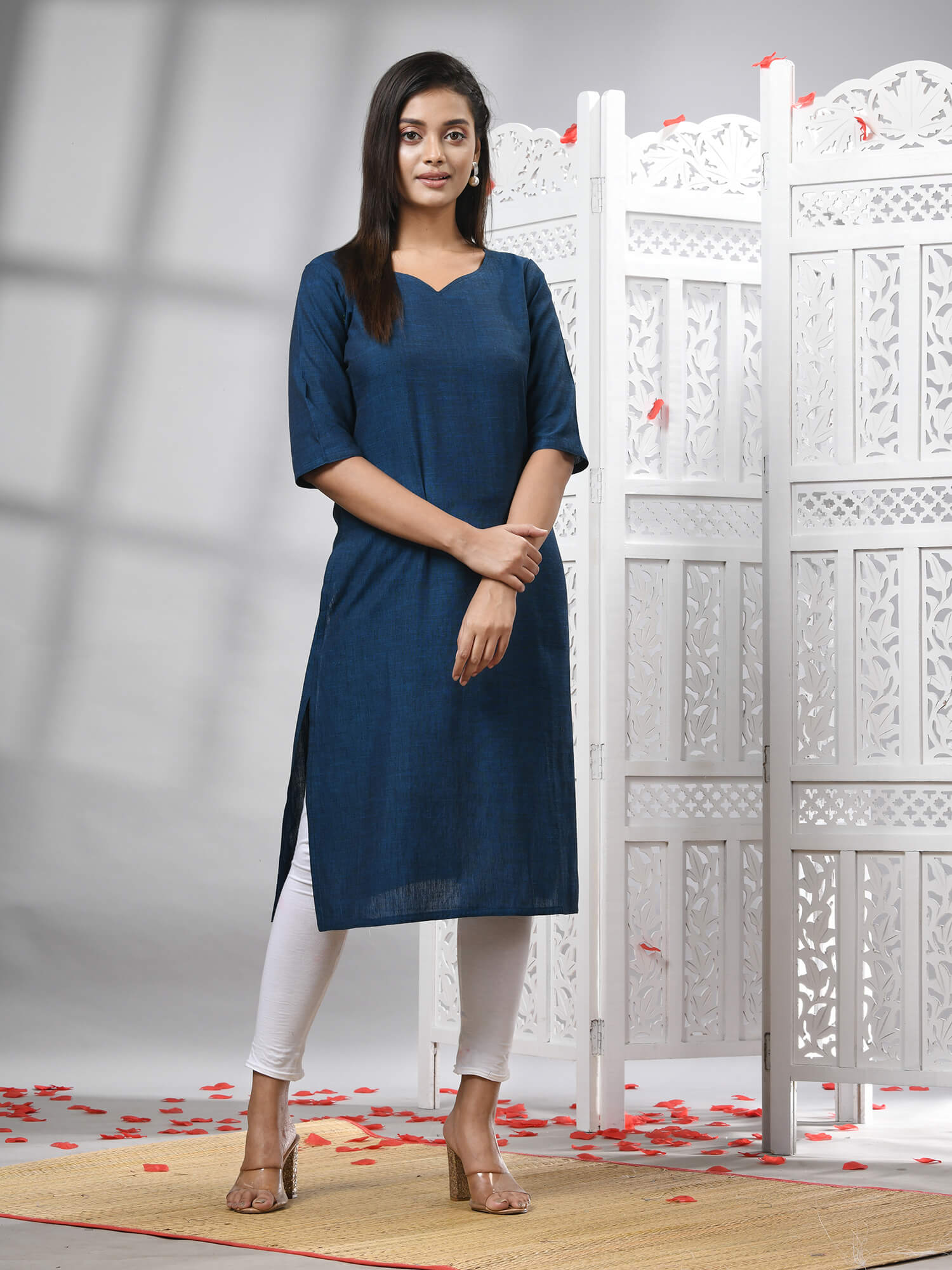Indigo Blue Cotton Bengal Handwoven Kurti