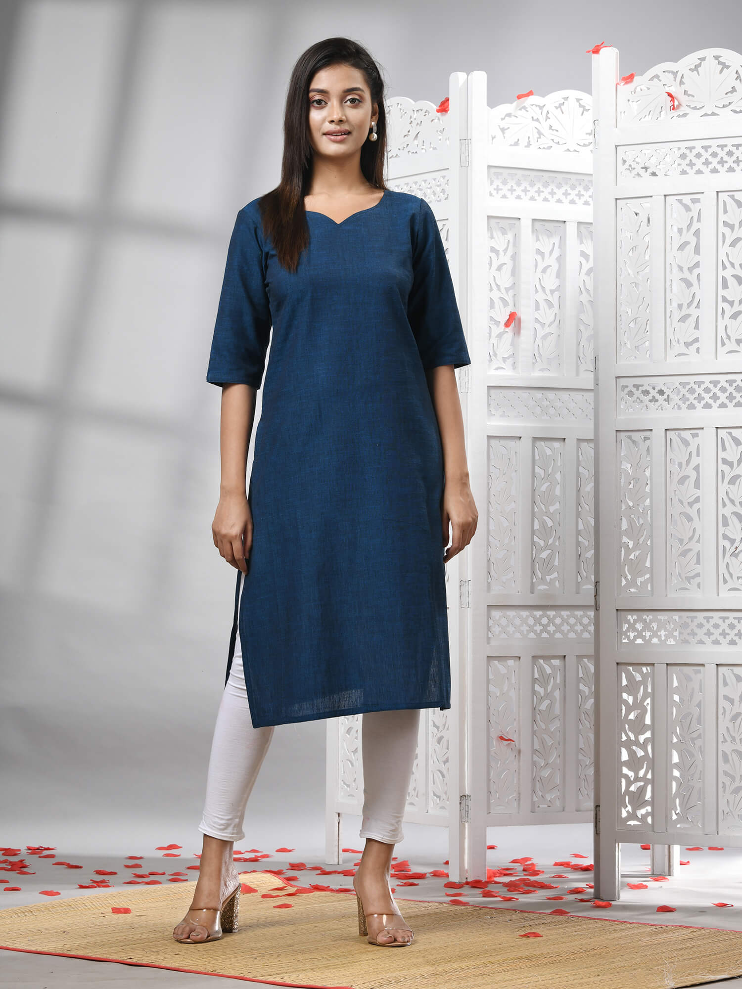 Indigo Blue Cotton Bengal Handwoven Kurti