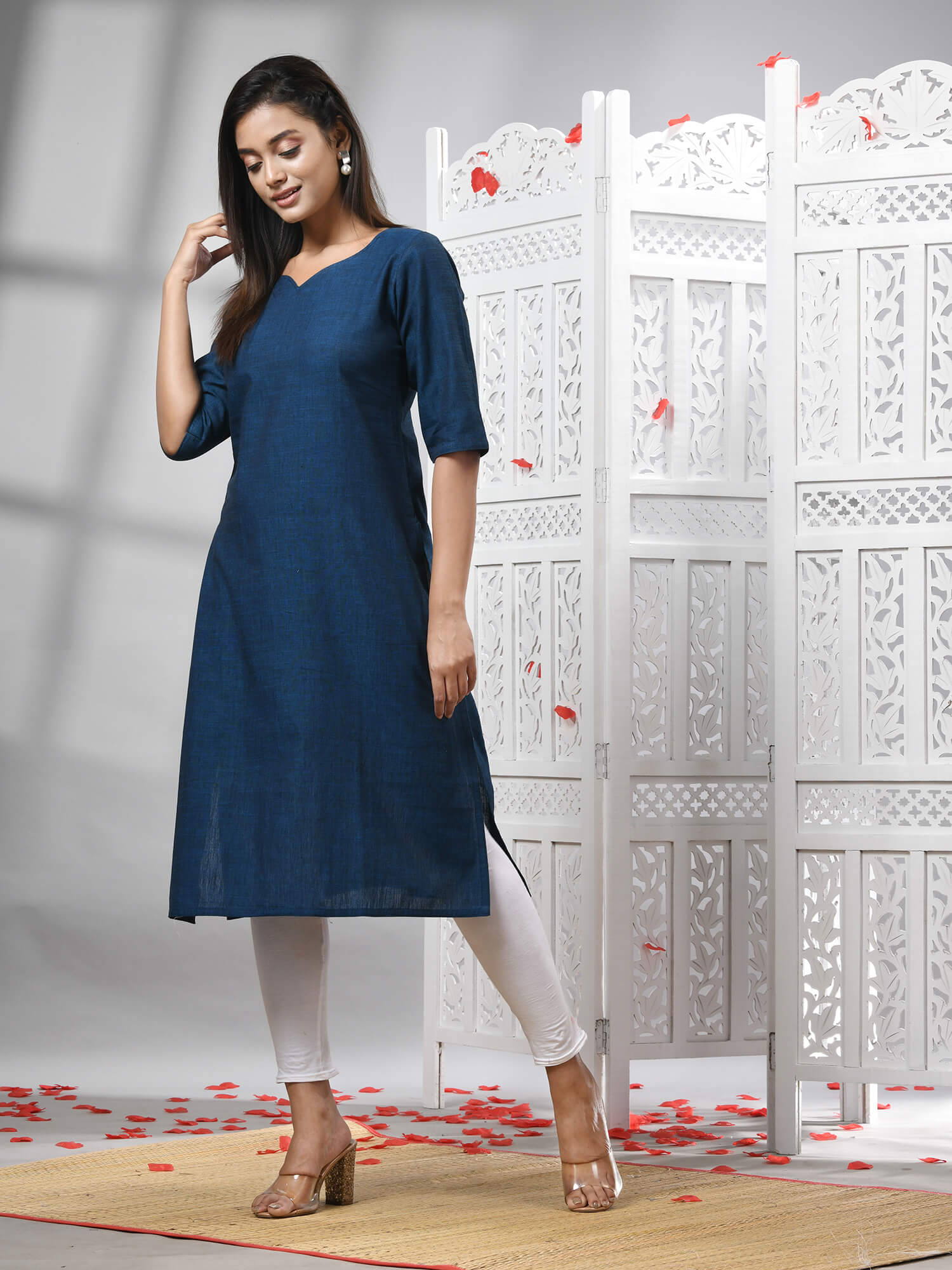 Indigo Blue Cotton Bengal Handwoven Kurti