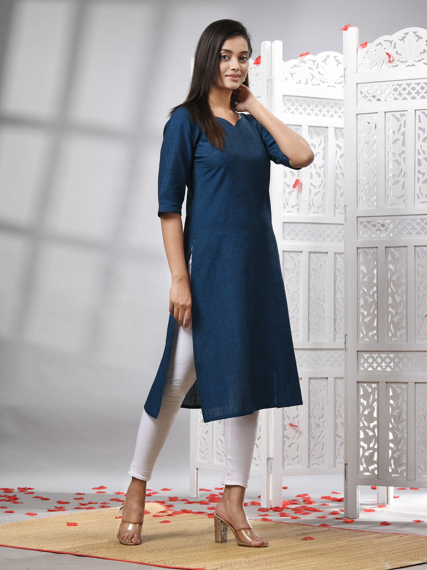 Indigo Blue Cotton Bengal Handwoven Kurti