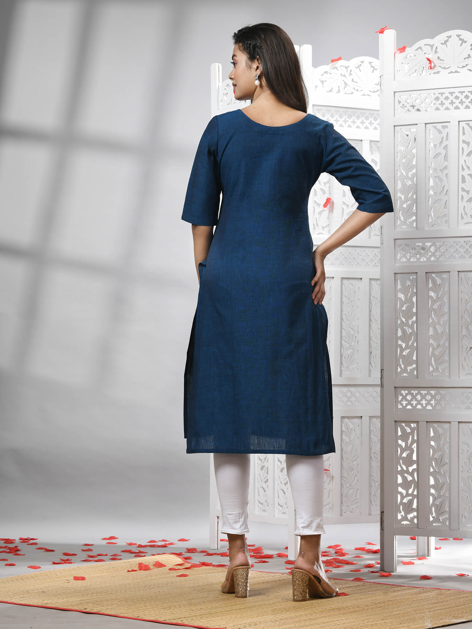 Indigo Blue Cotton Bengal Handwoven Kurti
