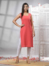 Peach Cotton Bengal Handwoven Kurti