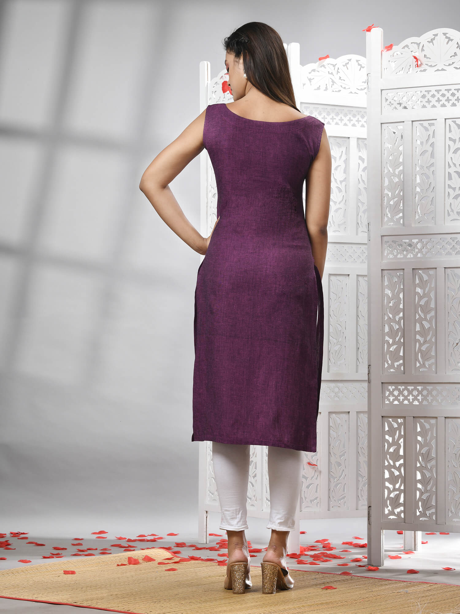 Purple Cotton Bengal Handwoven Kurti