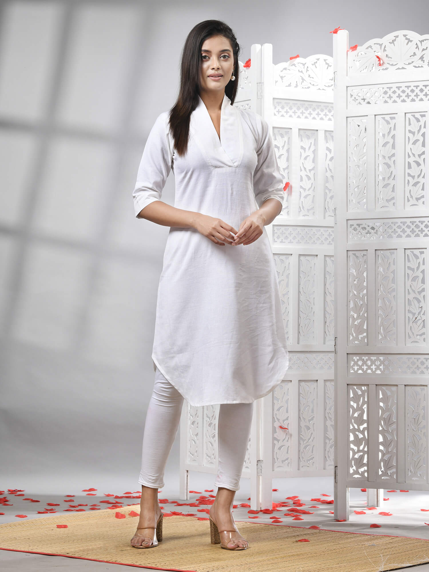 White Cotton Bengal Handwoven Kurti