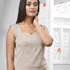 Cream Cotton Bengal Handwoven Kurti
