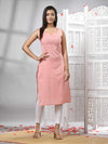 Peach Cotton Bengal Handwoven Kurti