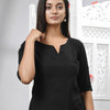Black Cotton Bengal Handwoven Kurti