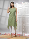 Green Cotton Bengal Handwoven Kurti