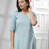 Sky Blue Cotton Bengal Handwoven Kurti