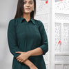 Bottle Green Cotton Bengal Handwoven Kurti