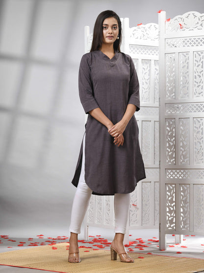 Mauve Cotton Bengal Handwoven Kurti