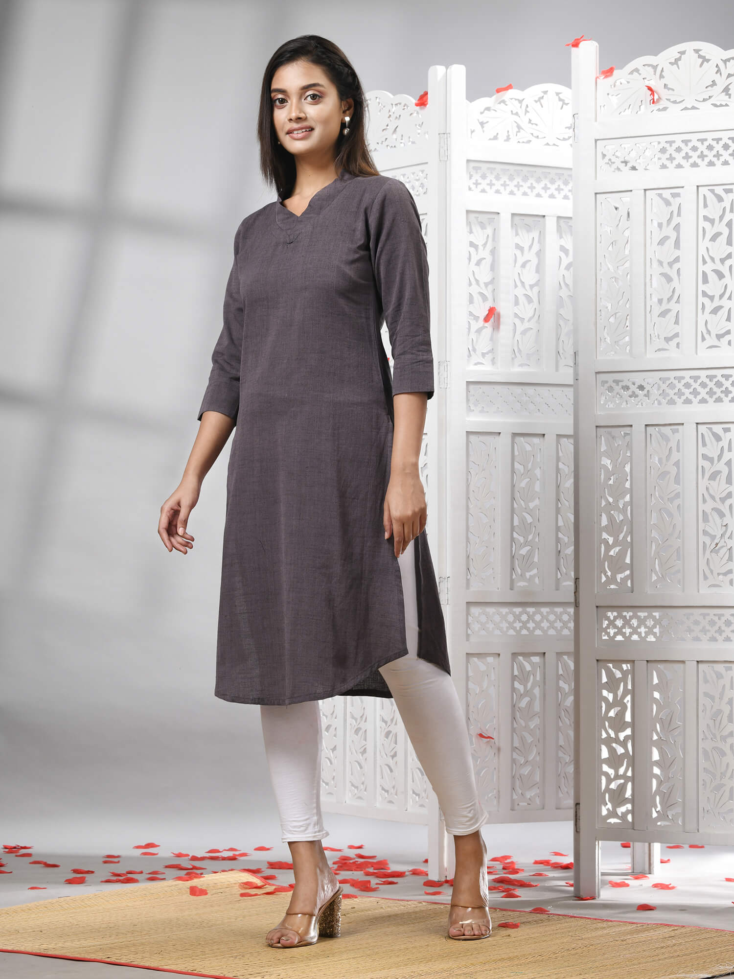 Mauve Cotton Bengal Handwoven Kurti