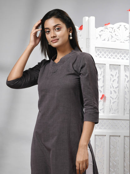 Mauve Cotton Bengal Handwoven Kurti