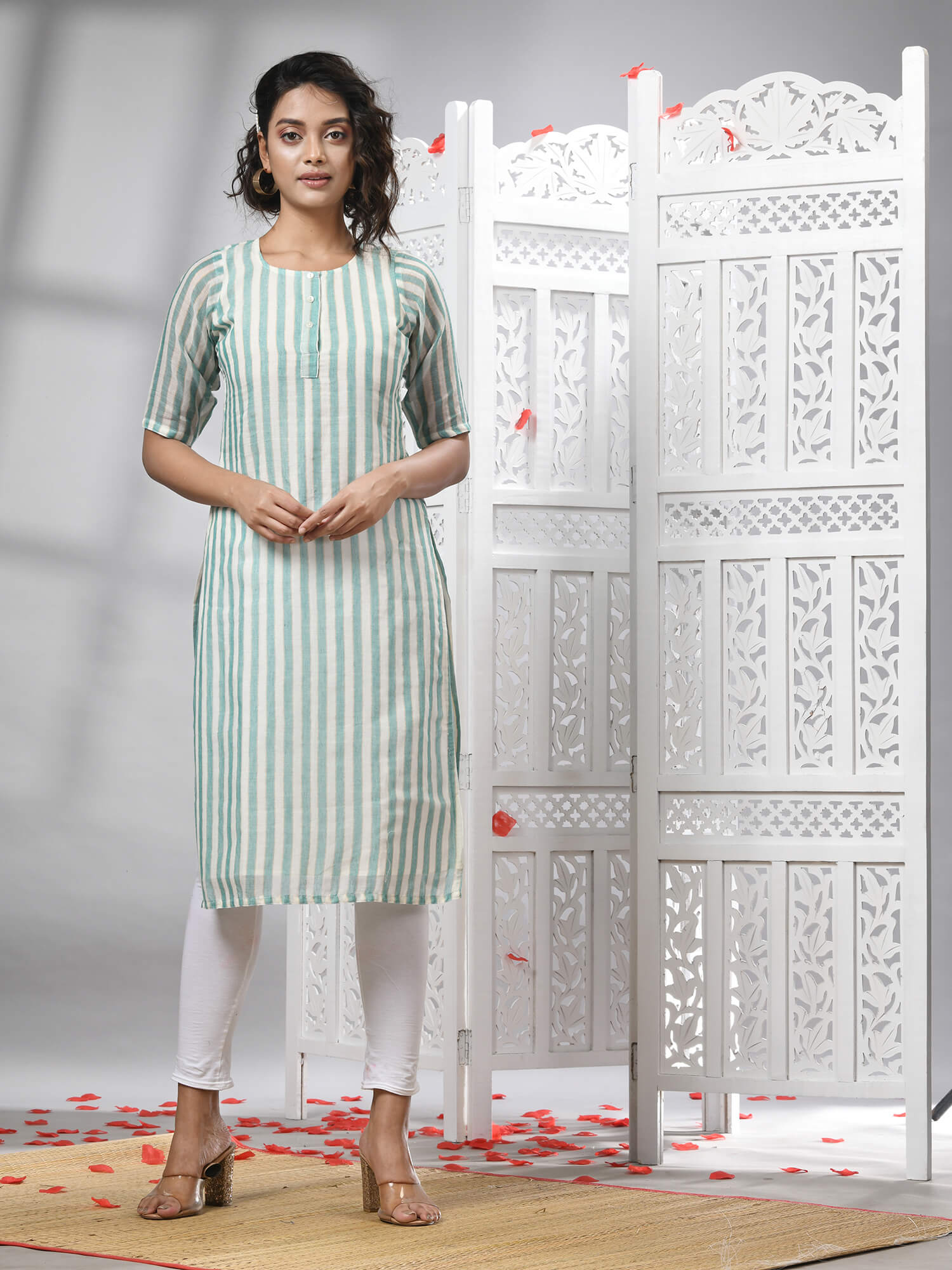 Sky Blue Cotton Bengal Handwoven Kurti