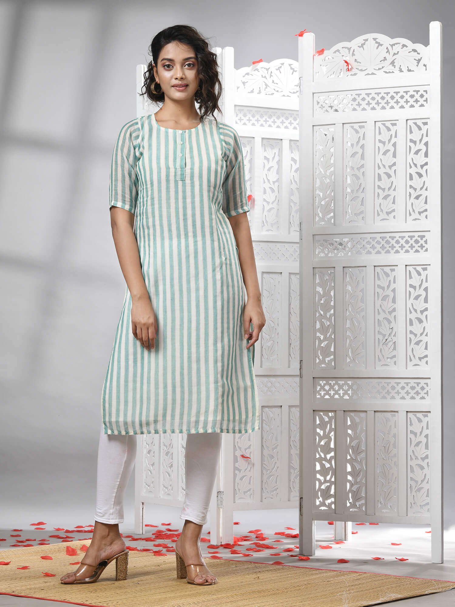 Sky Blue Cotton Bengal Handwoven Kurti