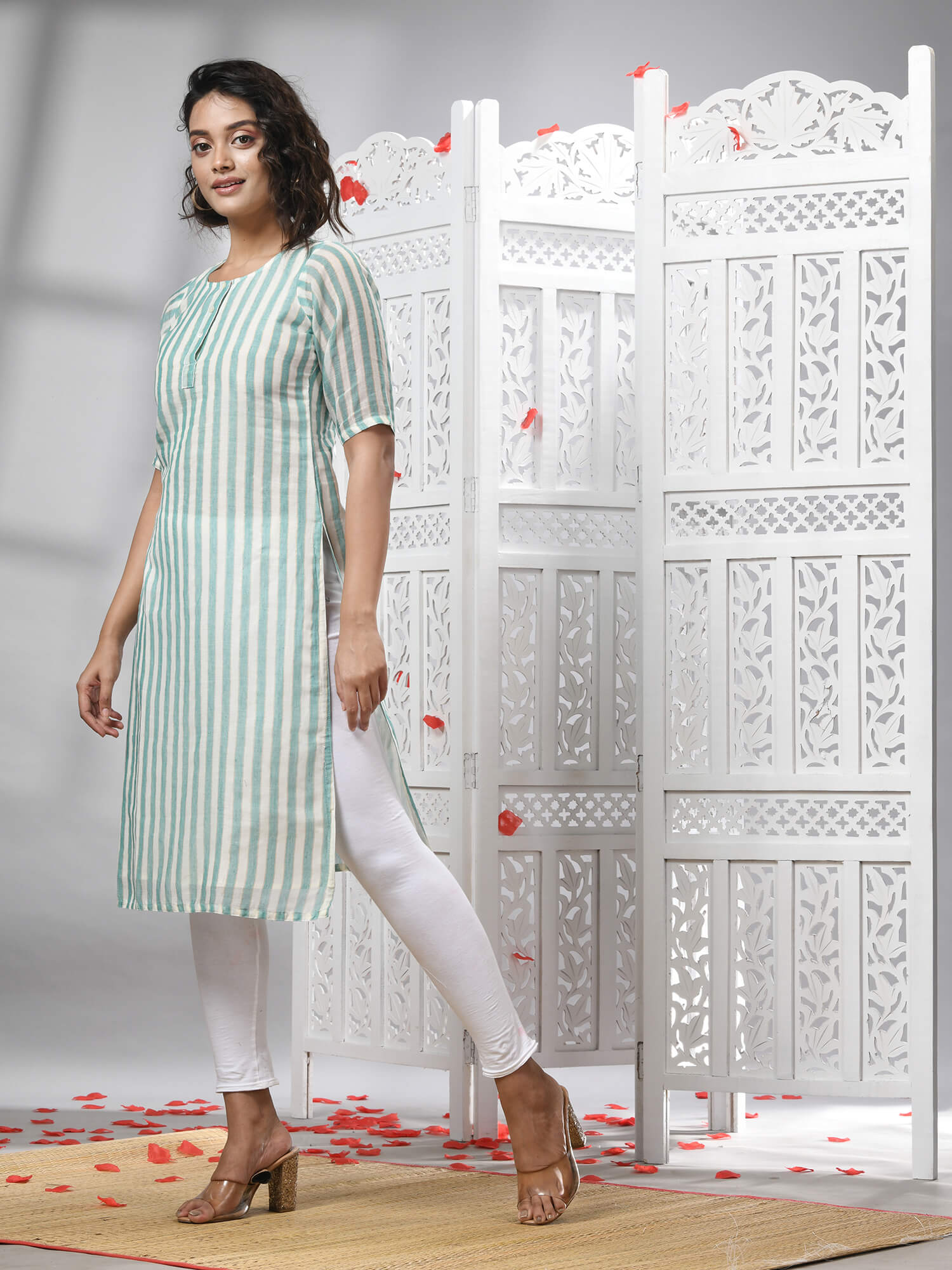 Sky Blue Cotton Bengal Handwoven Kurti