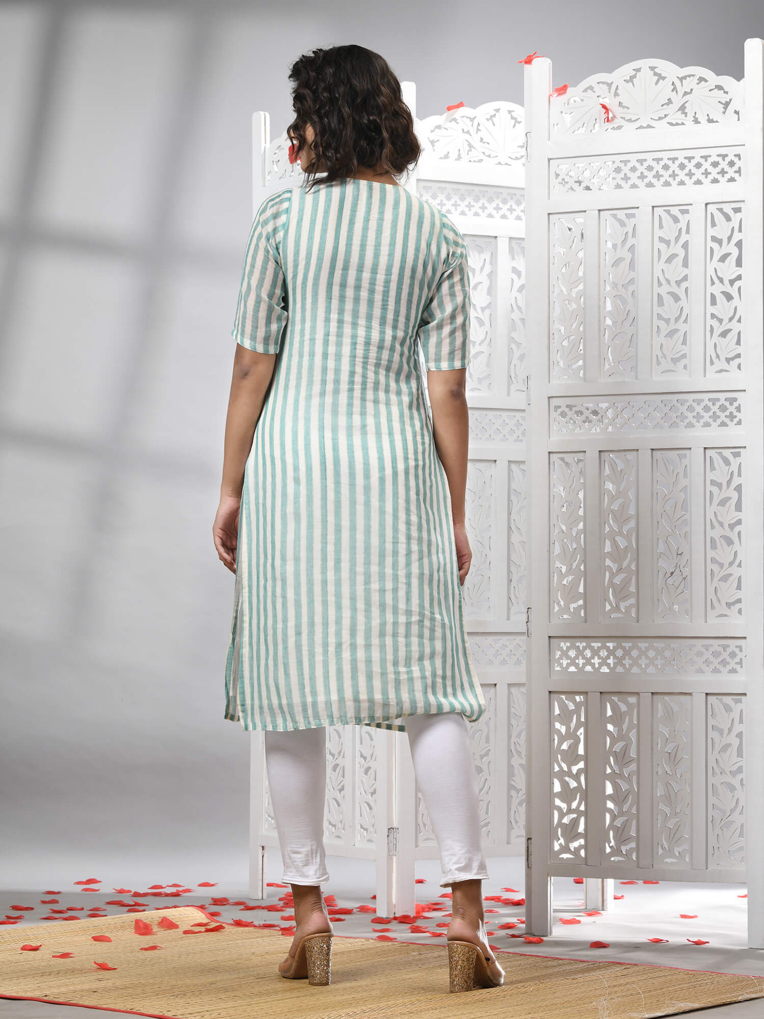 Sky Blue Cotton Bengal Handwoven Kurti
