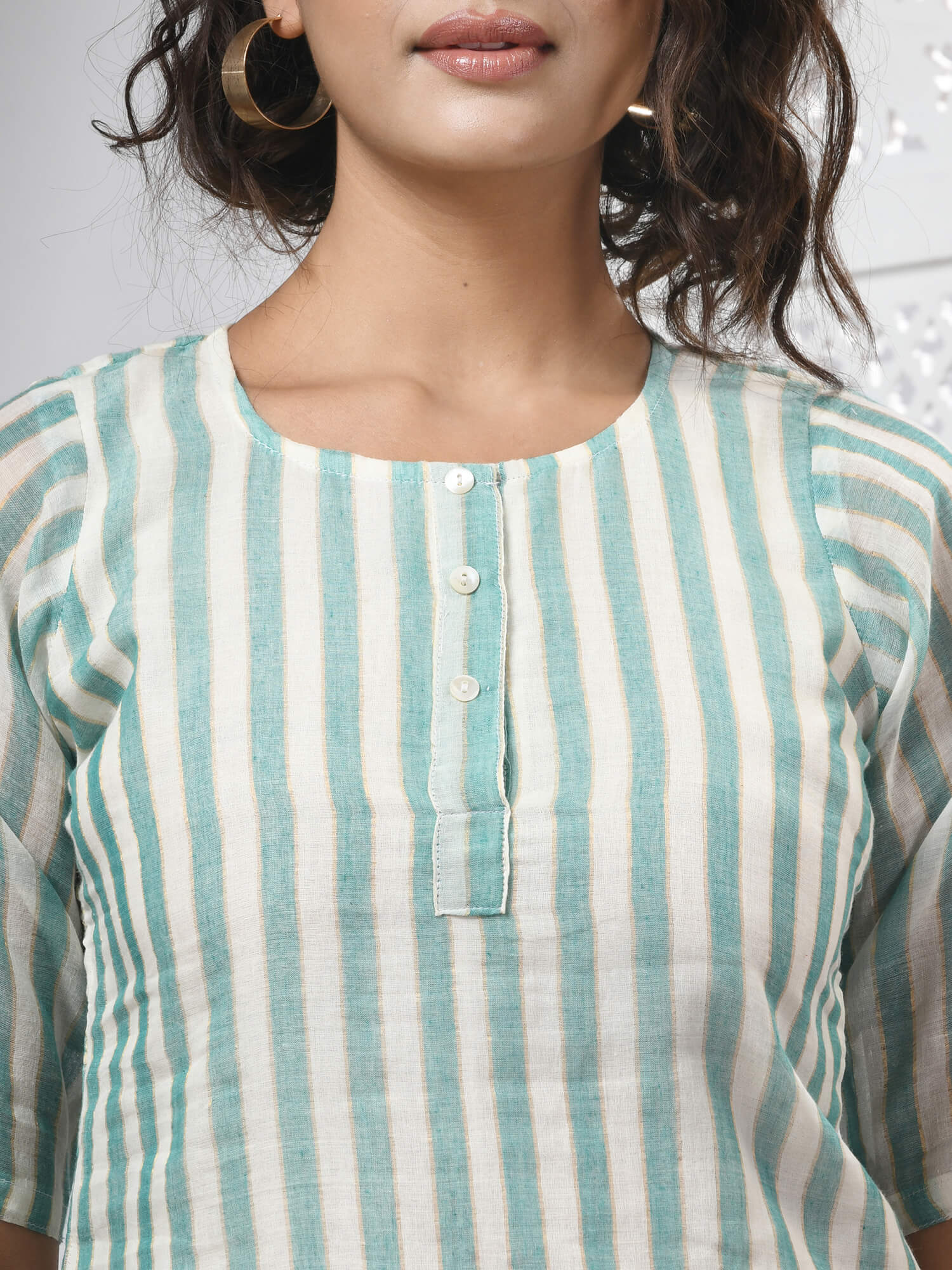 Sky Blue Cotton Bengal Handwoven Kurti