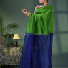 Green Cotton Blend With Blue Pallu Handloom Saree