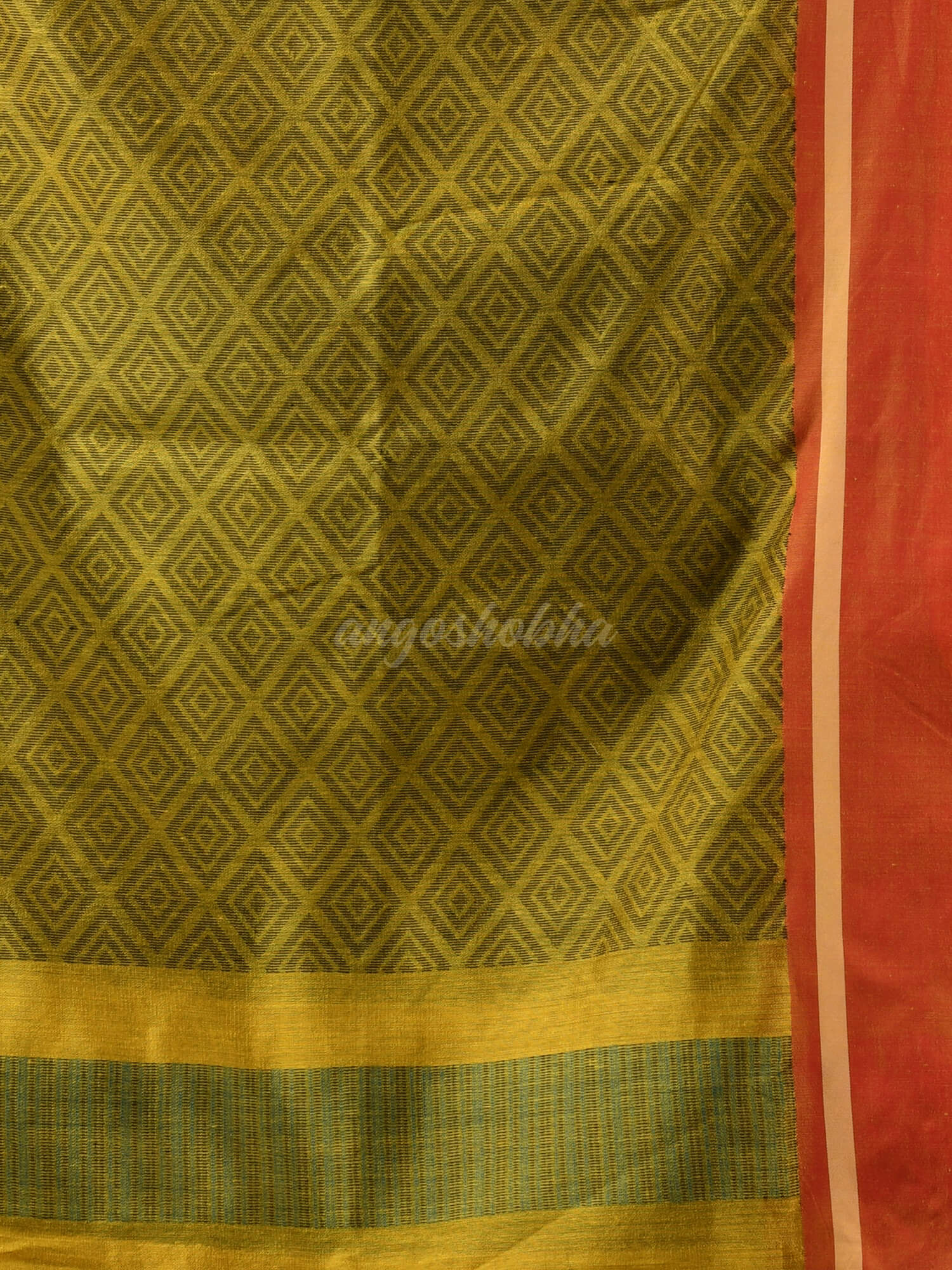 Yellow Cotton Blend Jacquard Work Handloom Saree