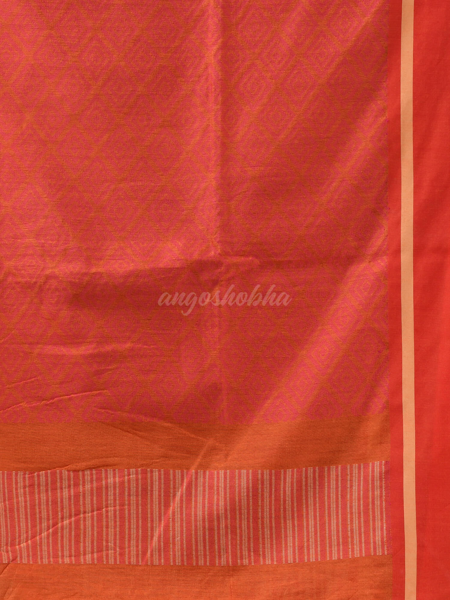Orange Cotton Blend Jacquard Work Handloom Saree