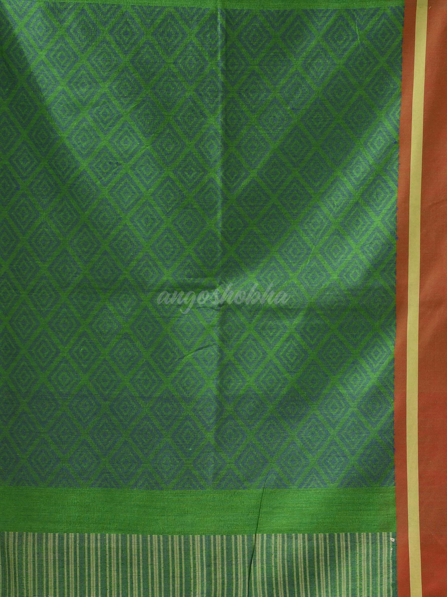 Green Cotton Blend Jacquard Work Handloom Saree