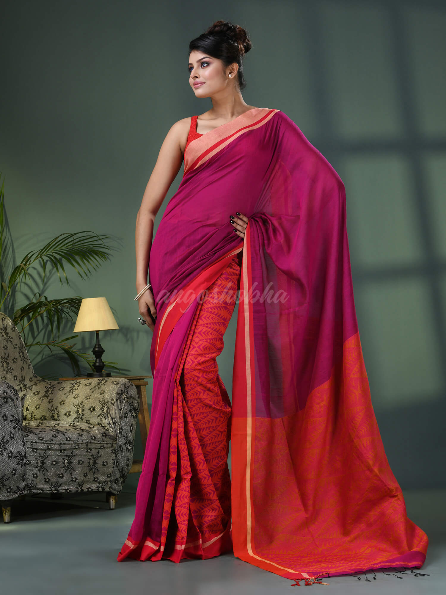 Rani Cotton Blend Jacquard Work Handloom Saree