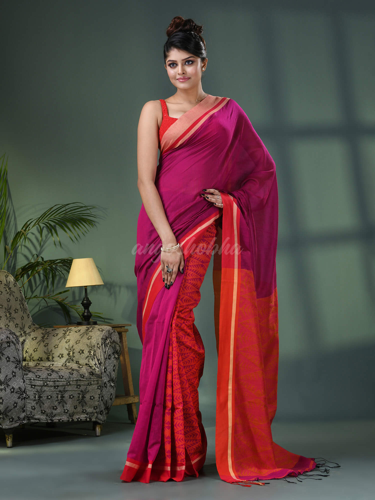 Rani Cotton Blend Jacquard Work Handloom Saree
