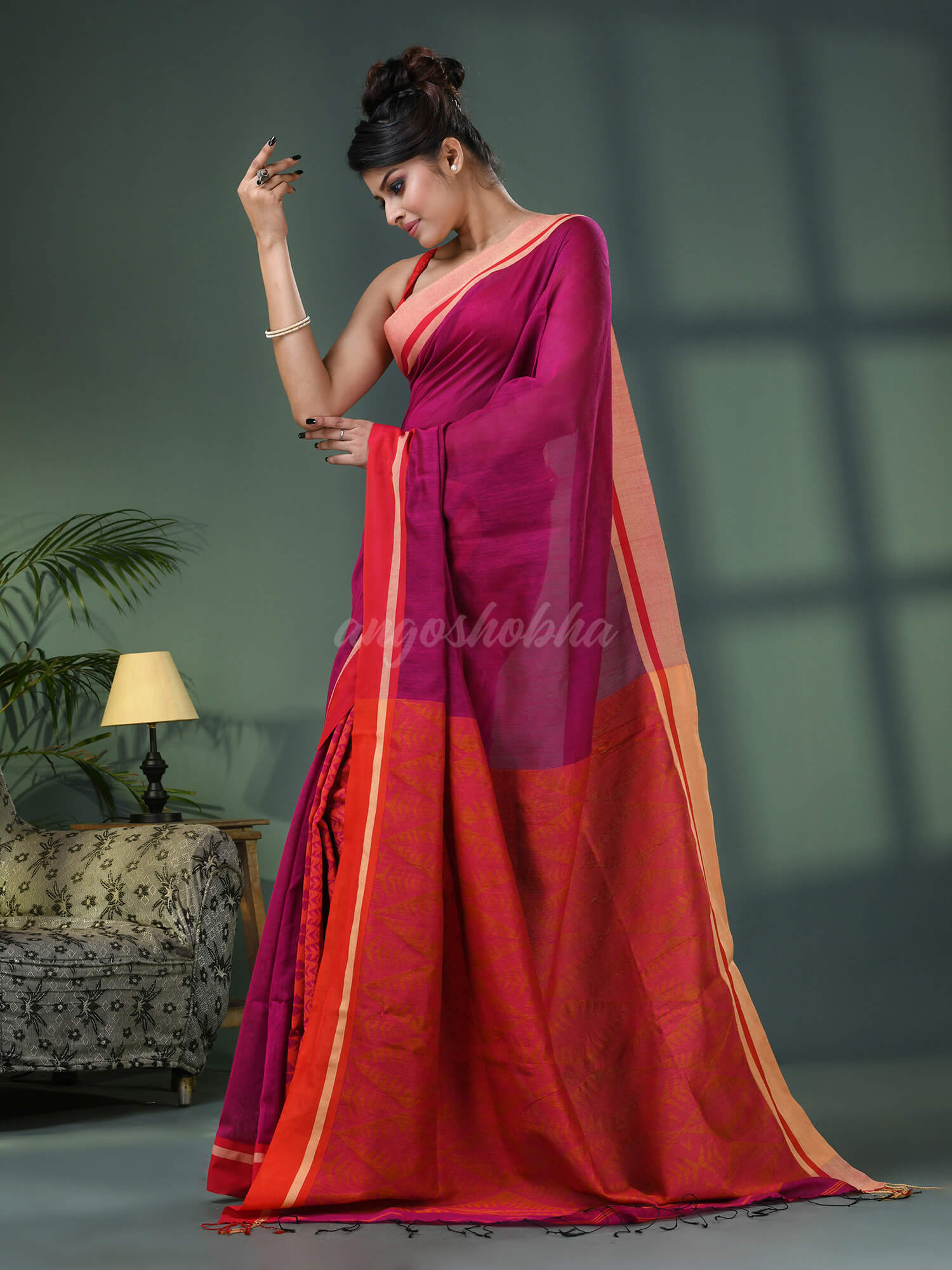 Rani Cotton Blend Jacquard Work Handloom Saree