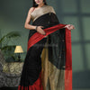 Black Cotton Blend Ganga Yamuna Border Handloom Saree