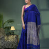 Blue Cotton Blend Dupion Silk Pallu Handloom Saree
