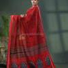 Red Cotton Blend Jacquard Work Handloom Saree