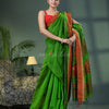 Green Cotton Blend Jacquard Work Handloom Saree