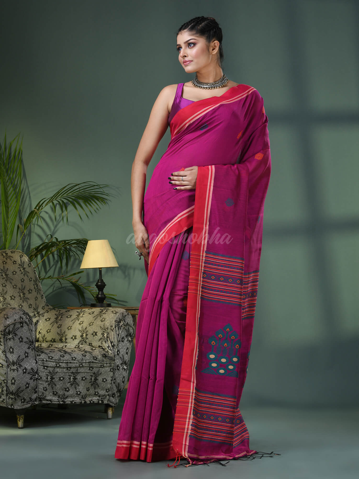 Rani Cotton Blend Jacquard Work Handloom Saree